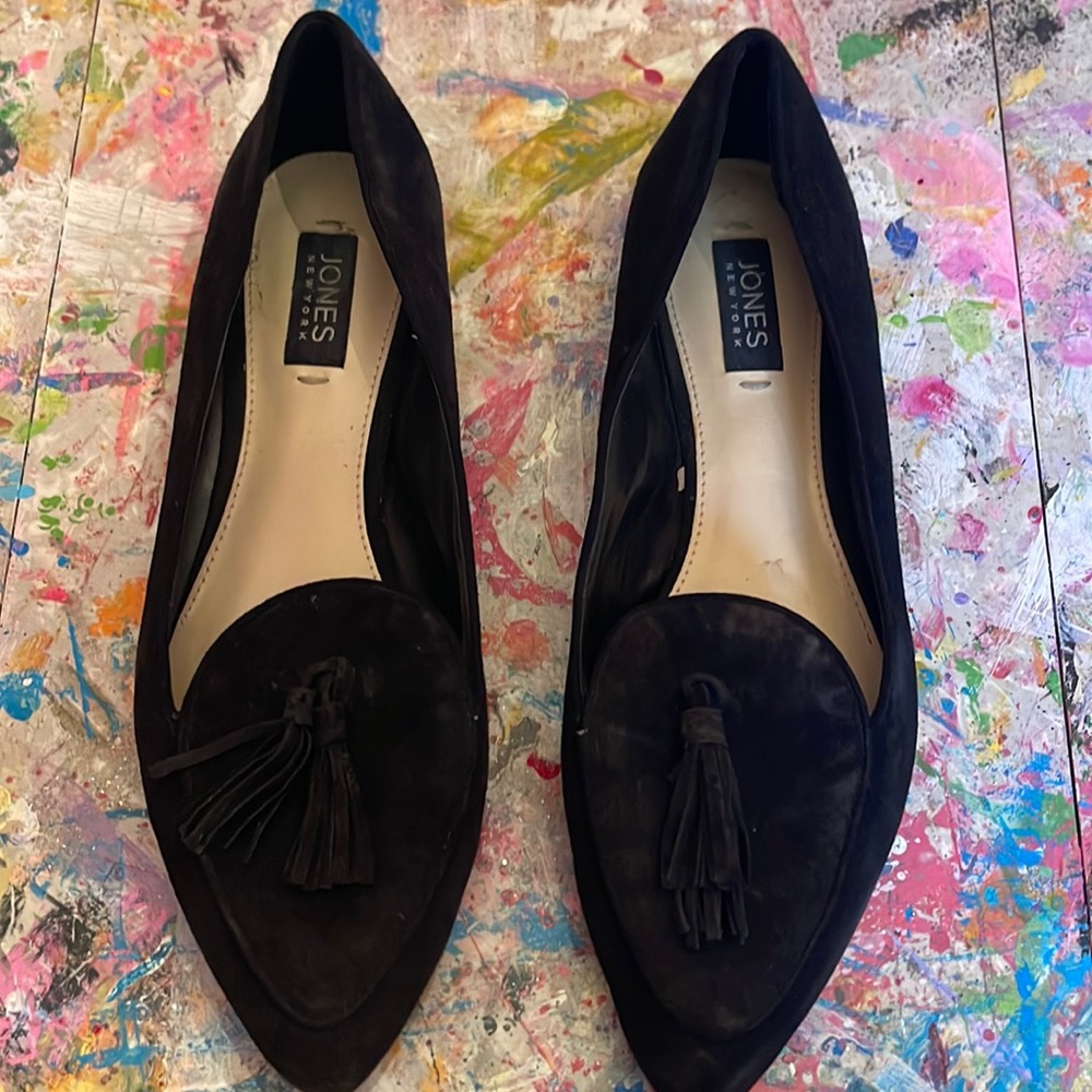 JONES New York Black Suede Tassel SAMI Loafers 9